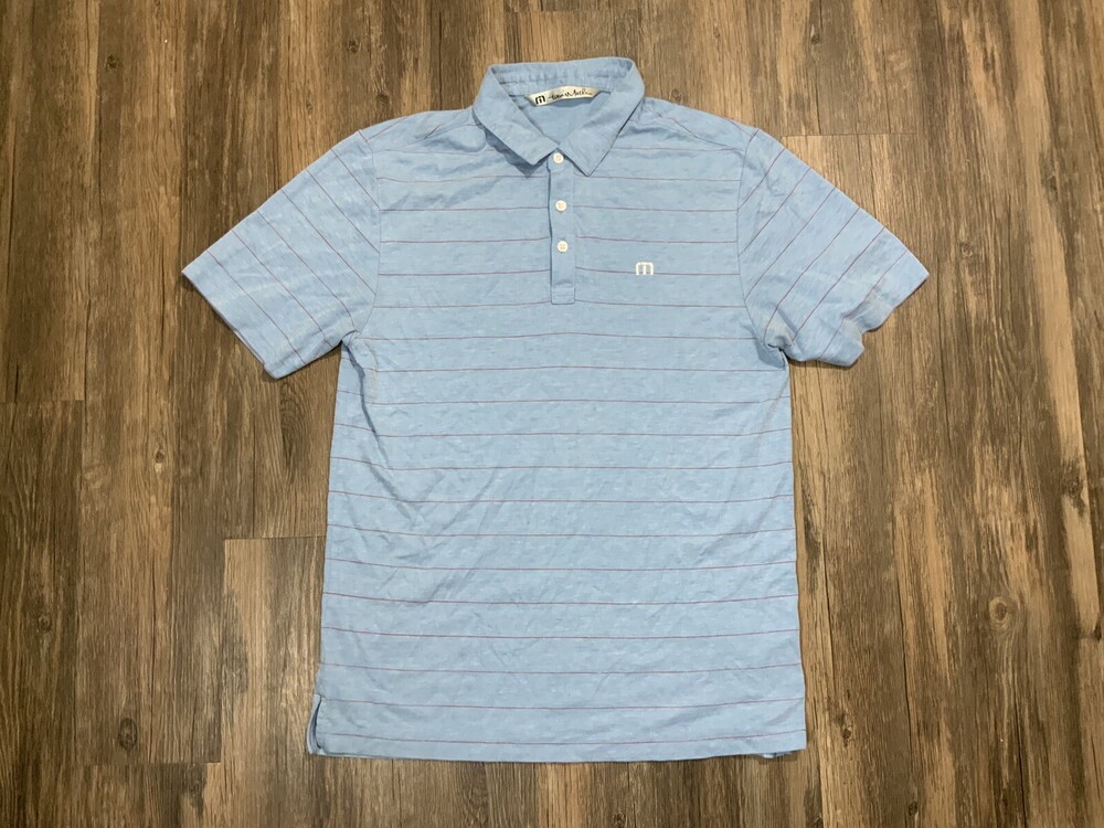 Travis Mathew Polo Shirt Adult Medium Blue Casual Lightweight Golf Rugby Mens